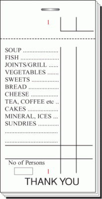 63 x 127mm Pre-Printed Single Ply Restaurant Pad Boxed 100s - PAD23