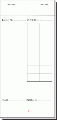 95 x 203mm Plain Duplicate Carbon Fitted Restaurant Pad Boxed 100s - PAD40